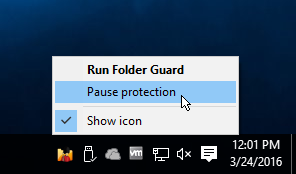The notification icon of Folder Guard software 