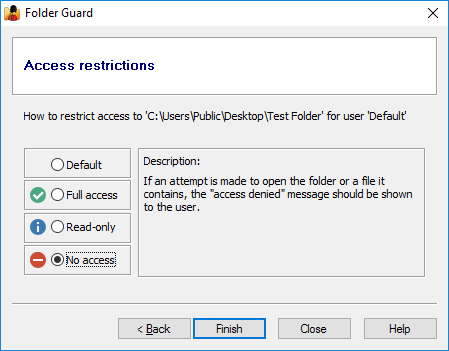 Set up folder access restrictions with Folder Guard software 