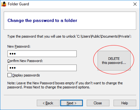 How to delete a password from a folder  