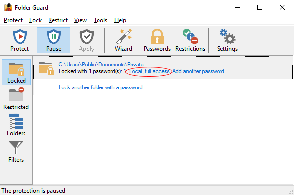 Lock folder with password  