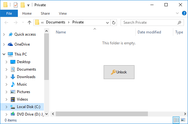 Unlock password-protected folder in Explorer 